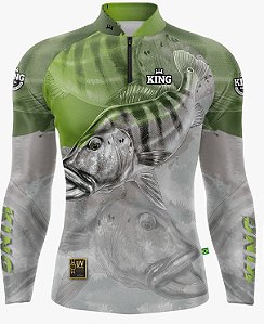 CAMISETA DE PESCA KING BRASIL COM PROTEÇÃO UV 50+ (KFF106)