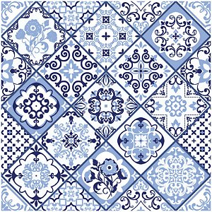 Adesivo de Azulejo Portugues Patchwork Azul 20x20 cm (25 unidades)