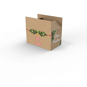 Caixa de Papelão para Cesta de Natal G - Borda Vermelha - C:51 x L:34 x A:34 cm (Kit c/ 10 unidades)
