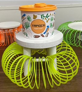 TUPPER REDONDINHA C/ BICO DOSADOR TAPIOCA FLORAL 500ML