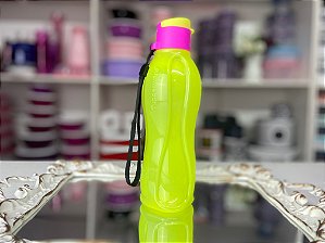 ECO TUPPER AMARELA FLUORESCENTE COM TAMPA ROSA