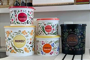 Conj Tupper Caixas Floral