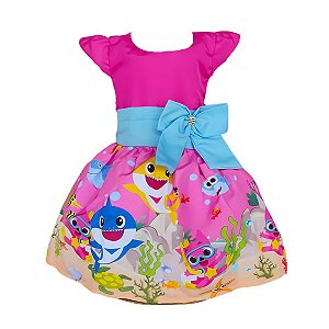 Vestido Temático Luxo Baby Tubarão Rosa