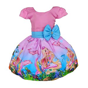 Vestido Temático Luxo Barbie Sereia