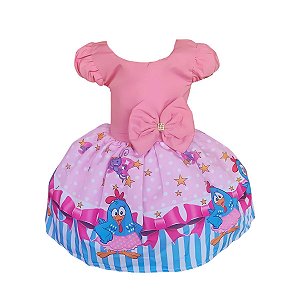 Vestido Temático Luxo Galinha Pintadinha Rosa