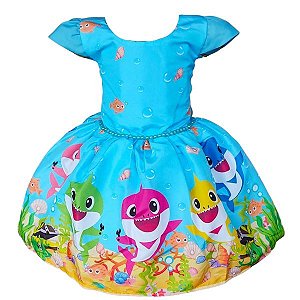 Vestido Temático Super Luxo Baby Tubarão Azul