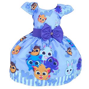 Vestido Temático Super Luxo Bichinhos Fofos Lilas