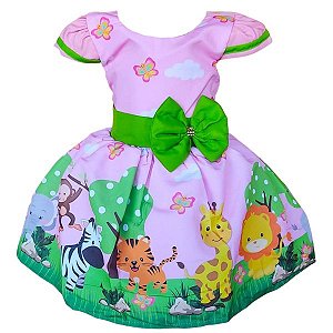 Vestido Temático Super Luxo Safari Rosa