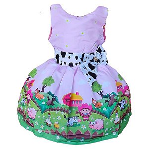 Vestido Temático Super Luxo Fazendinha