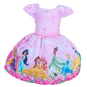 Vestido Temático Super Luxo Princesas Pérolas