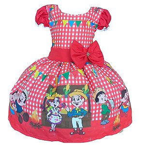 Vestido Festa Junina São João Quadrilha Caipira Xadrez Casal Veremlho