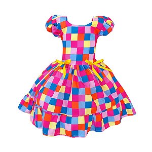 Vestido Festa Junina São João Quadrilha Caipira Xadrez Colorido