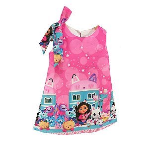 Vestido Trapézio Regata Casa Mágica da Gabby Infantil Festa