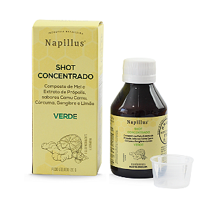 SHOT CONCENTRADO Composto de Mel e Extrato de Própolis Verde, Sabores Camu Camu, Cúrcuma, Gengibre e Limão