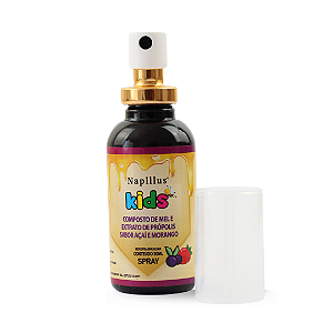 Spray Kids Composto de Mel e Extrato de Própolis Sabor Açaí e Morango