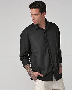 Camisa Masculina Manga Longa Preta Premium