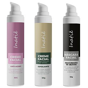 Kit Skincare Facial 3 em 1 - Anti Idade + Esfoliante +Limpeza Profunda