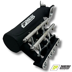 COLETOR DUALPLENUM VW AP 8V UNILATERAL BORBOLETA PARA TRÁS 4 BICOS - PRETO TEXTURIZADO