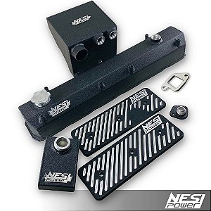 Kit OPALA 6CIL 1980 Tampa de válvulas + Reservatório de Respiro + Reservatório de Freio + Tampa de Tucho + Tampão Respiro 12AN - Preto Texturizado