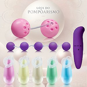 Kit Pompoarismo Completo - Vibrador Ponto G - Colar Tailandês - Bola Ben Wa - Cones Pompoar