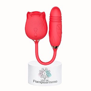 Estimulador Feminino Duplo Rosa Vai e Vem + Vibração – Clitóris e Penetração com 10 Modos