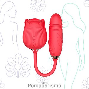 Estimulador Feminino Duplo Rosa Vai e Vem + Vibração – Clitóris e Penetração com 10 Modos