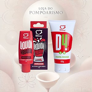 Kit Prazer com Sabor Morango – Gel Excitante com Vibração + Lubrificante Beijável