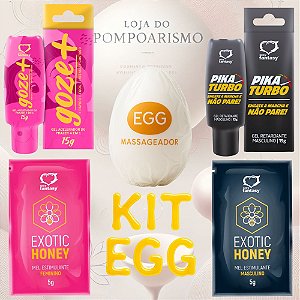Kit Casal com Géis Estimulantes, Mel e Egg Texturizado | Estímulo e Controle a Dois