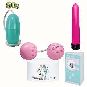 Kit Pompoarismo com Cone Dell 60g, Bolas Ben-Wa e Personal Vibratório
