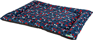 Cama colchonete conforto luxo com zipper, cor azul com ossinho