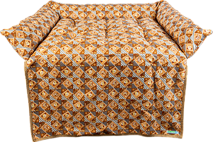 Colchonete caminha pet luxo para sofá, com zipper, cor marrom geométrico