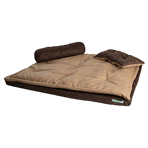 Colchonete Futon com Pillow Top Marrom com Bege