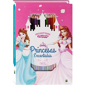MEGA KIT PARA COLORIR PRINCESAS ENCANTADAS LIVRO INFANTIL
