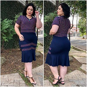 Vestido listrado babado v 120