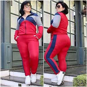 162 - Conjunto malha crepe manga cinza