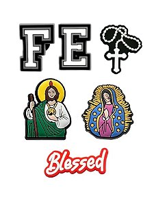 Pins Crocs Fé Abençoado Jesus Cristo Maria Oração