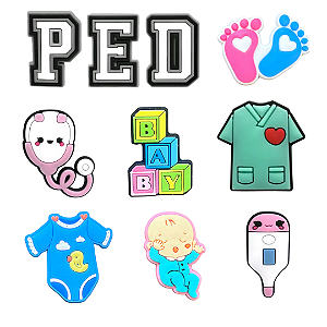 Pins / Botons para Crocs Kit Medicina Pediatria - PED 2