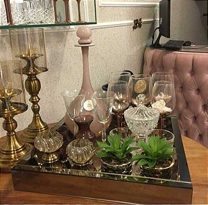 Bandeja Revestida de Espelho Bronze