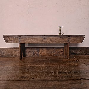 Banquinho de Madeira Maciça Estilo Rústico Antigo - (32x103x19cm)