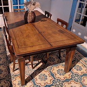 Mesa de Refeições com Filetes de Jacarandá, MG - 111x218cm (L x C)