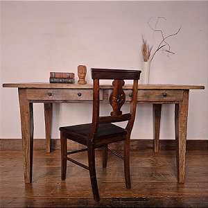 Escrivaninha Rústica Mineira c/ 2 Gavetas, Séc. XX - 83x145cm (L x C)
