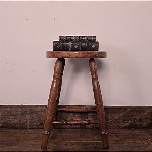 Banquinho Redondo Rústico, Década de 40 - (45 alt x 31 diam)