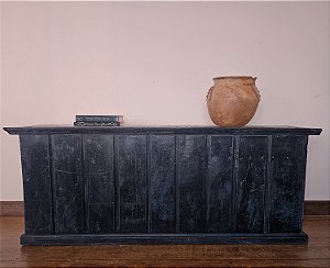 Balcão de Mercearia em Policromia Azul, Anos 50 - 81x208x52cm