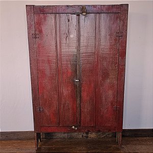 Armário de Madeira, Vermelhão Caipira, Séc. XIX - 116x28cm (L x P)