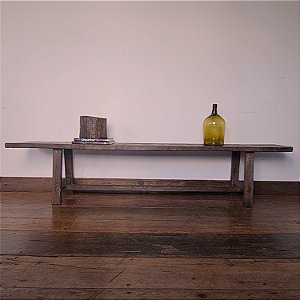 Banco Rústico em Madeira com Travessas, Séc. XX - 2,15m