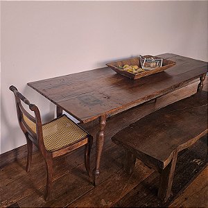 Mesa Antiga Rústica com Pés Torneados, Anos 50 - 81x240cm (L x P)