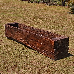 Cocho de Madeira Rústica Original, Início Séc. XX - 238x52cm (L x P)