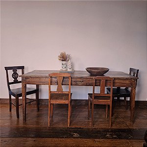 Mesa de Jantar Rústica com Gaveta, Início Séc. XX - 190x84cm (L x P)