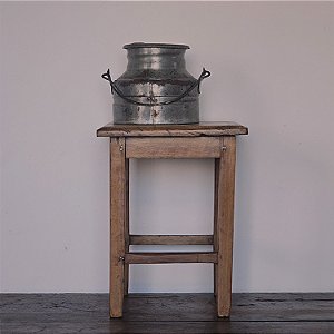 Banqueta Quadrada em Madeira Clara, Anos 60 - 33x33cm (L x P)