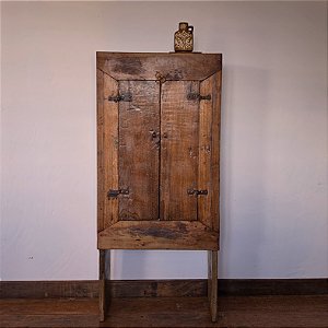 Armário Rústico 2 Portas em Madeira Maciça, Séc. XVIII - 82x34x185cm